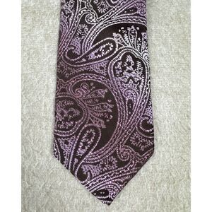 Ted Baker Neck Tie Men's Purple Paisley Floral 70s Groovy Hand‎ Tailored 59"